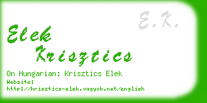 elek krisztics business card